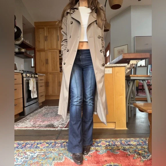 vintage London fog long classic trench double breasted petite medium - Picture 1 of 8